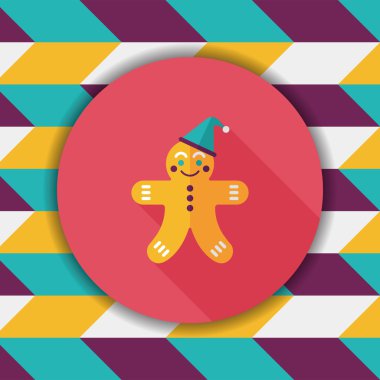 Zencefilli kurabiye adam düz simgesi ile uzun gölge, eps10