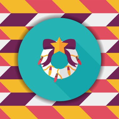 Uzun Gölge, eps10 ile Noel holly çelenk düz simgesi