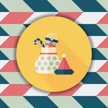 Noel hediye düz simgesi ile uzun gölge, eps10