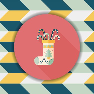 calcetín de Navidad icono plana con sombra, eps10