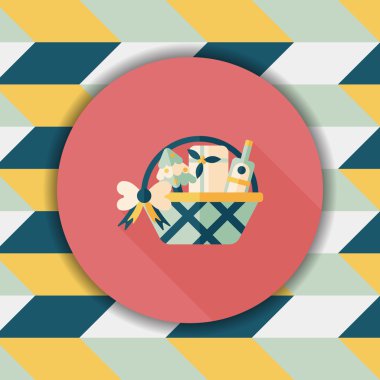 Boże Narodzenie prezent kosz płaski ikona z długim cieniem, eps10