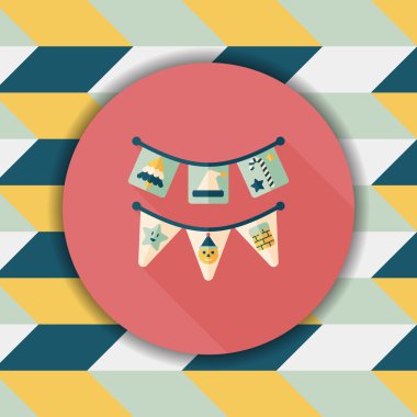 Uzun Gölge, eps10 ile Noel bayrakları düz simgesi