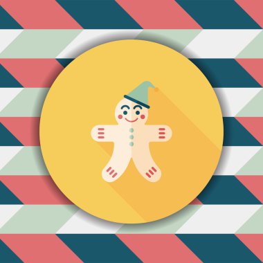 Zencefilli kurabiye adam düz simgesi ile uzun gölge, eps10