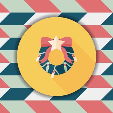 Uzun Gölge, eps10 ile Noel holly çelenk düz simgesi