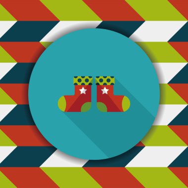 calcetín de Navidad icono plana con sombra, eps10