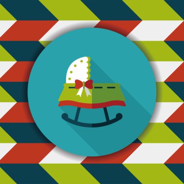 Bebek beşik yatak düz simgesiyle uzun gölge, eps10