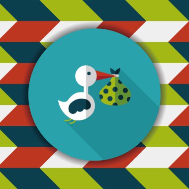 kuş ve bebek düz simgesi ile uzun gölge, eps10