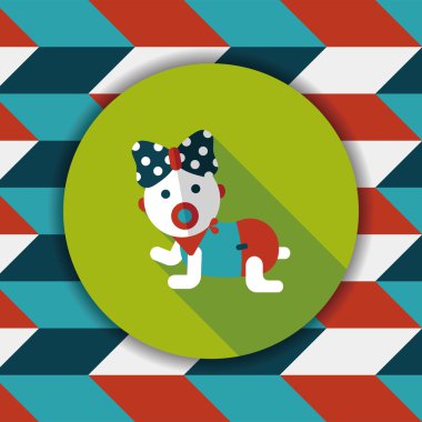 Bebek çıngırağı düz simgesi ile uzun gölge, eps10