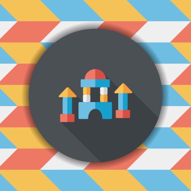 uzun gölge ile tuğla ev düz simgesi