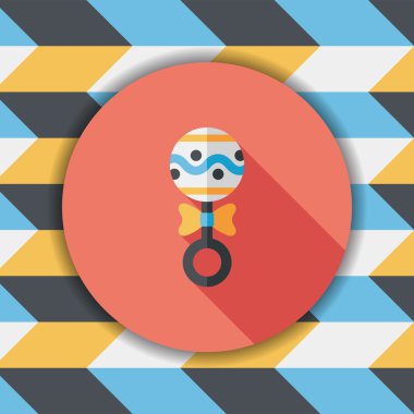 Bebek çıngırağı düz simgesi ile uzun gölge, eps10