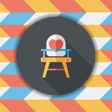 bebek sandalyesi düz simgesi ile uzun gölge, eps10