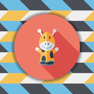 zürafa El kuklası düz simgesi ile uzun gölge, eps10