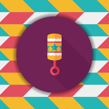 Bebek çıngırağı düz simgesi ile uzun gölge, eps10