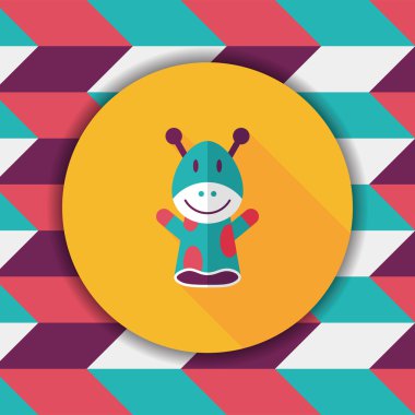 zürafa El kuklası düz simgesi ile uzun gölge, eps10