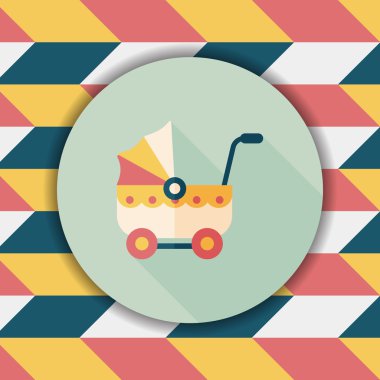 çocuk arabası düz simgesi ile uzun gölge, eps10