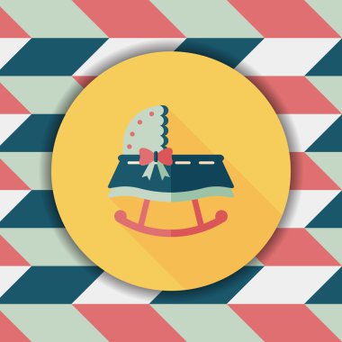 Bebek beşik yatak düz simgesiyle uzun gölge, eps10