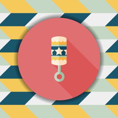 Bebek çıngırağı düz simgesi ile uzun gölge, eps10