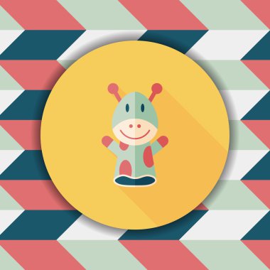 zürafa El kuklası düz simgesi ile uzun gölge, eps10