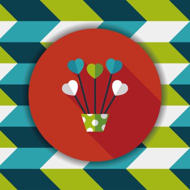 kalp çiçek düz simgesi ile uzun gölge, eps10