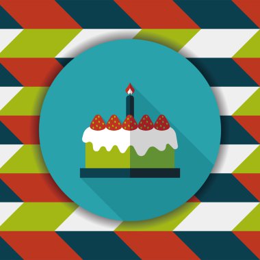 doğum günü pastası düz simgesi ile uzun gölge, eps10
