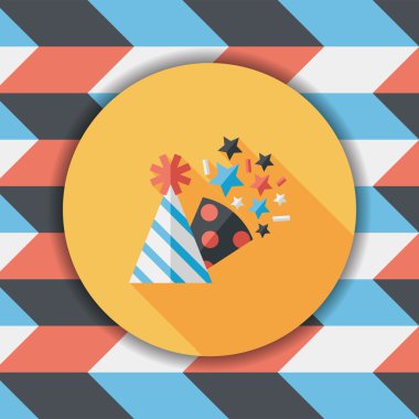 doğum günü partisi şapka düz simgesiyle uzun gölge, eps10