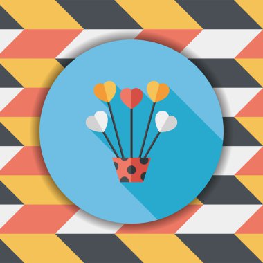 kalp çiçek düz simgesi ile uzun gölge, eps10