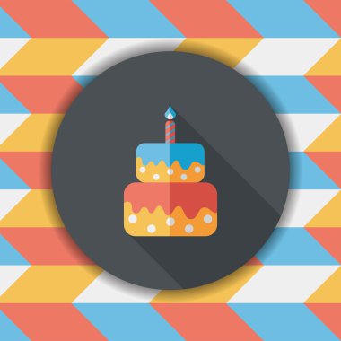 doğum günü pastası düz simgesi ile uzun gölge, eps10