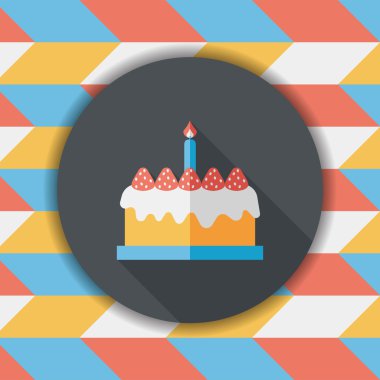 doğum günü pastası düz simgesi ile uzun gölge, eps10