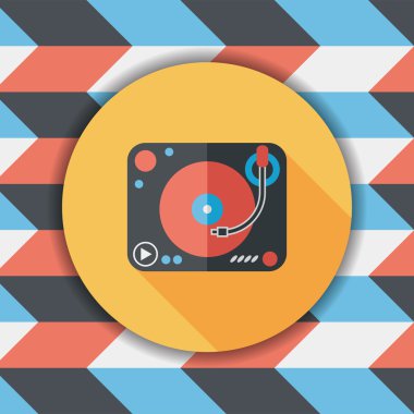 DJ müzik düz simgesi ile uzun gölge, eps10