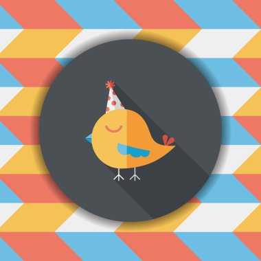 doğum günü şapkası düz simgesi uzun gölge, eps10 ile olan kuş