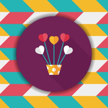 kalp çiçek düz simgesi ile uzun gölge, eps10