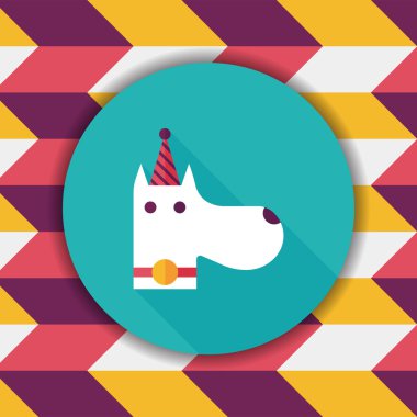 köpek doğum düz simgesi ile uzun gölge, eps10