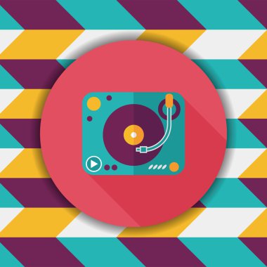 DJ müzik düz simgesi ile uzun gölge, eps10