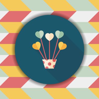 kalp çiçek düz simgesi ile uzun gölge, eps10