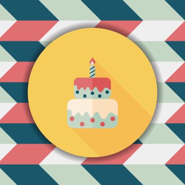 doğum günü pastası düz simgesi ile uzun gölge, eps10