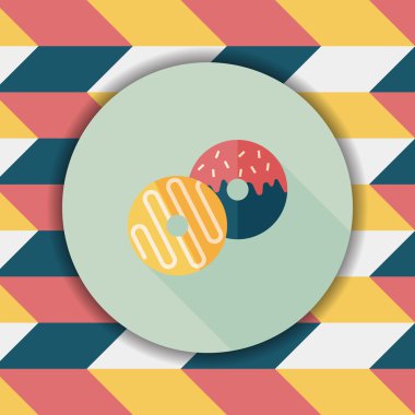 Donut düz simgesi ile uzun gölge, eps10