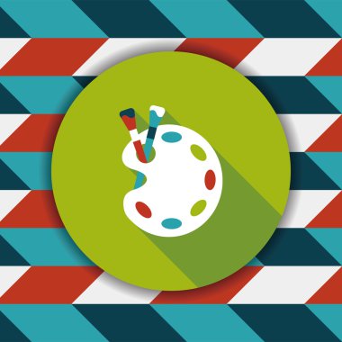 Resim paleti uzun gölge, eps 10 ile boya fırçası düz simgesi ile