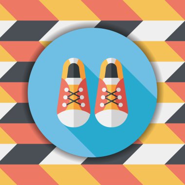 Vintage ayakkabılar düz simgesi ile uzun gölge, eps10