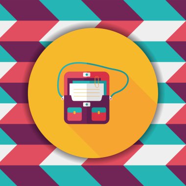 Evrak Çantası'nı okul çantası düz simgesi ile uzun gölge, eps10