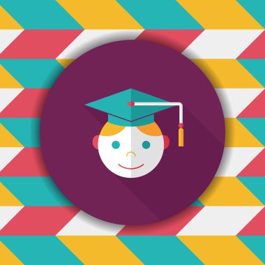 Mezuniyet adam düz simgesi ile uzun gölge, eps10