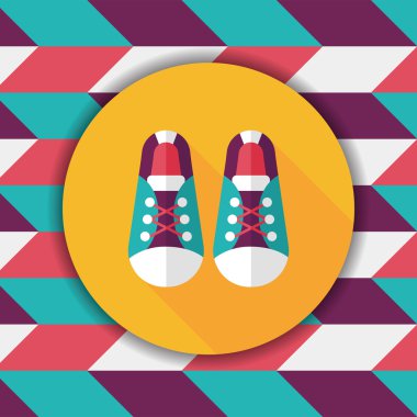 Vintage ayakkabılar düz simgesi ile uzun gölge, eps10