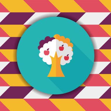 elma ağacı düz simgesi ile uzun gölge, eps10