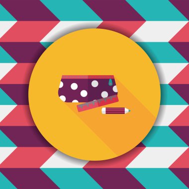 긴 그림자, eps10와 함께 연필 상자 플랫 아이콘