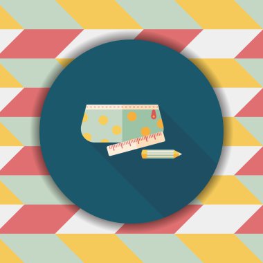 긴 그림자, eps10와 함께 연필 상자 플랫 아이콘