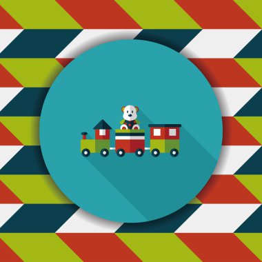 Tren oyuncak uzun gölge, eps 10 düz simgesiyle