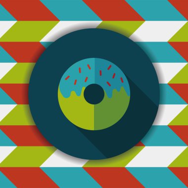 Donut düz simgesi ile uzun gölge, eps10