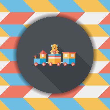 Tren oyuncak uzun gölge, eps 10 düz simgesiyle