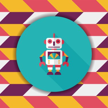 Vintage robot uzun gölge, eps 10 düz simgesi