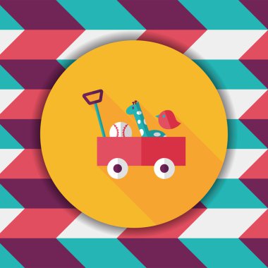 oyuncak sepeti düz simgesi ile uzun gölge, eps10