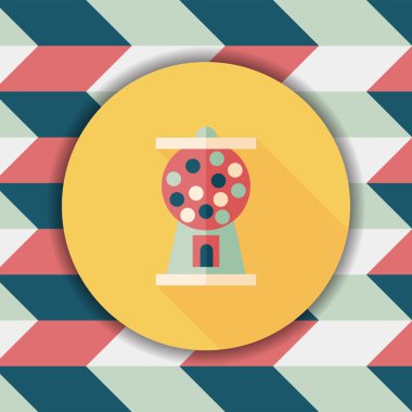 Sakız top makine düz simgesiyle uzun gölge, eps10